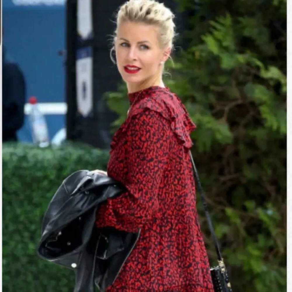 NWOT Zara Red and Black Leopard Animal Print Ruffle Neck Dress